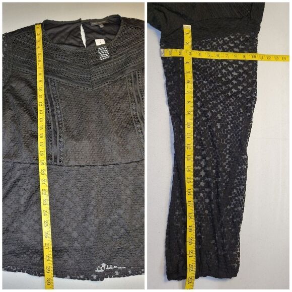 Lane Bryant Black Mock-Neck Illusion Lace Peplum Blouse Women's Plus Size 30/32 - Picture 12 of 16